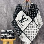 روسری نخی طرحدار برند سفید مشکی فران لند