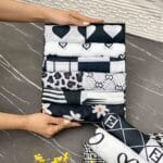 شال بهاره دو رنگ سفید مشکی فران لند