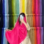 شال تکرنگ پفکی شال ریشه پرزی فران لند تک رنگ محرمی