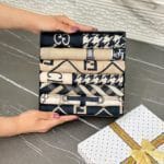 شال طرحدار تابستانه فران لند کرم مشکی