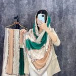 شال زنجیری کمربندی تابستانه فران لند کرم سبز