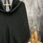 روسری نگینی مشکی محرمی قواره 140 بزرگ