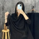 شال هانا آنیسا مشکی موجی پلیسه ریز محرمی محرم فران لند