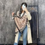 شال پاییزه زمستانه موهر مخمل تدی کالباسی طوسی نخی طرحدار فران لند فرانلند