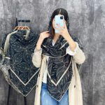 روسری قواره 140 بزرگ نخی چهار فصل پاییزه دور دست دوز فران لند رشت