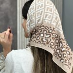 مینی اسکارف بیبی اسکارف تکرنگ فران لند ترند روسری کوچک تک رنگ سال کرم نسکافه ای