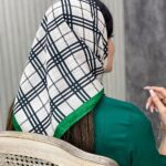 مینی اسکارف نخی قواره 70 75 سایت فران لند چهارفصل سفید مشکی سبز کرم