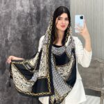 شال طرحدار پوست ماری فندی نخی فران لند نخ چهار فصل