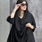 شال تکرنگ تک رنگ سوپر نخ پنبه سفید مشکی فران لند محرمی
