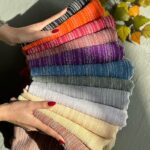 فروشگاه شال و روسری فران لند مشکی سفید منگوله دار پاییزه زمستانه رنگی