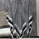 وسری نخی پاییزه سفید مشکی طرحدار فران لند رشت عمد حجاب قواره 140