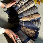 شال پاییزه زمستانه مخمل طرحدار فران لند فرانلند عمده موهر تدی سرمه ای کرم