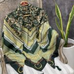 روسری قواره 140 بزرگ نخی چهار فصل پاییزه دور دست دوز فران لند پاییزه