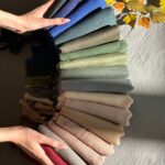 روسری نخی پاییزه تکرنگ تک رنگ فران لند رشت عمد حجاب ترند ساده قواره 120