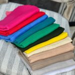 شال تکرنگ تک رنگ میله ای راه راه رنگی سفید مشکی مداد رنگی وارداتی عمده فران لند