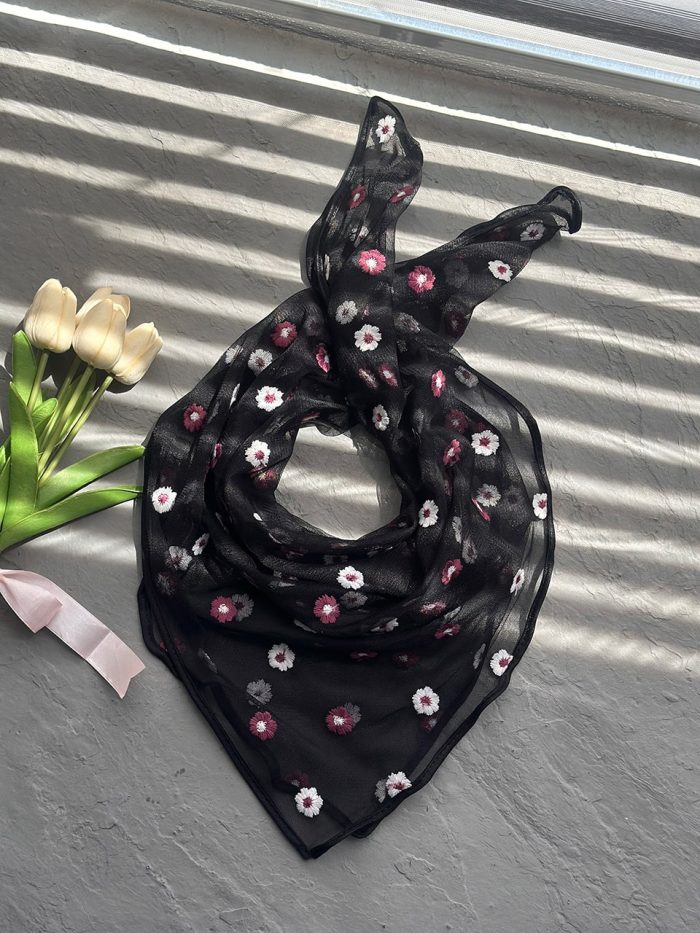 مینی اسکارف گل بنفشه توری فرانلند رشت عمده تک