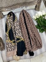 شال نخی کرم مشکی فرانلند رشت