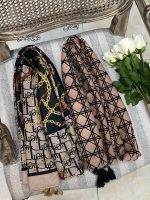 شال نخی کرم مشکی فرانلند رشت