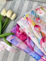 شال نخ بهاره طرح گل تابستانه فرانلند روسری رشت