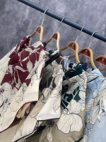 روسری حریر گل دست دوز قواره 120 فرانلند رشت