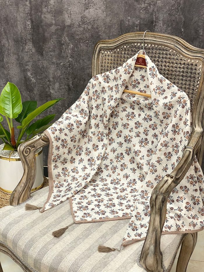 روسری قواره 120 شال نخی گل دار فرانلند رشت