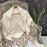 روسری نخی قواره 140 میکس کرم (1707)