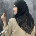 گیپور سه گوش روسری محرمی مشکی فرانلند رشت