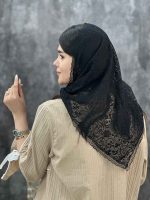 گیپور سه گوش روسری محرمی مشکی فرانلند رشت