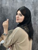 گیپور سه گوش روسری محرمی مشکی فرانلند رشت