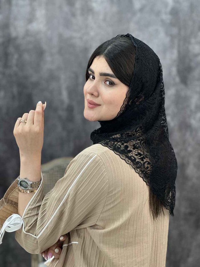 گیپور سه گوش روسری محرمی مشکی فرانلند رشت