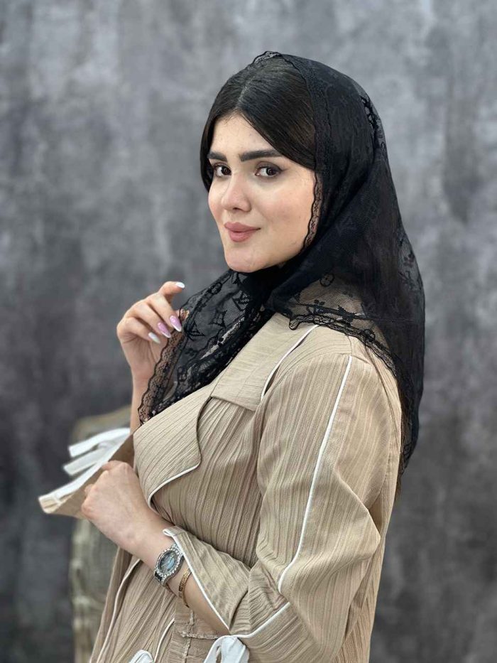 گیپور سه گوش روسری محرمی مشکی فرانلند رشت