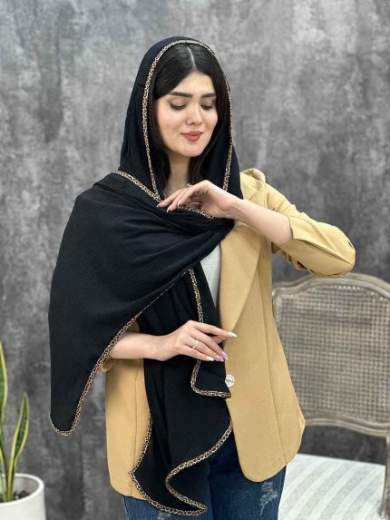 شال برشکا دورگان دوزی مشکی فرانلند رشت