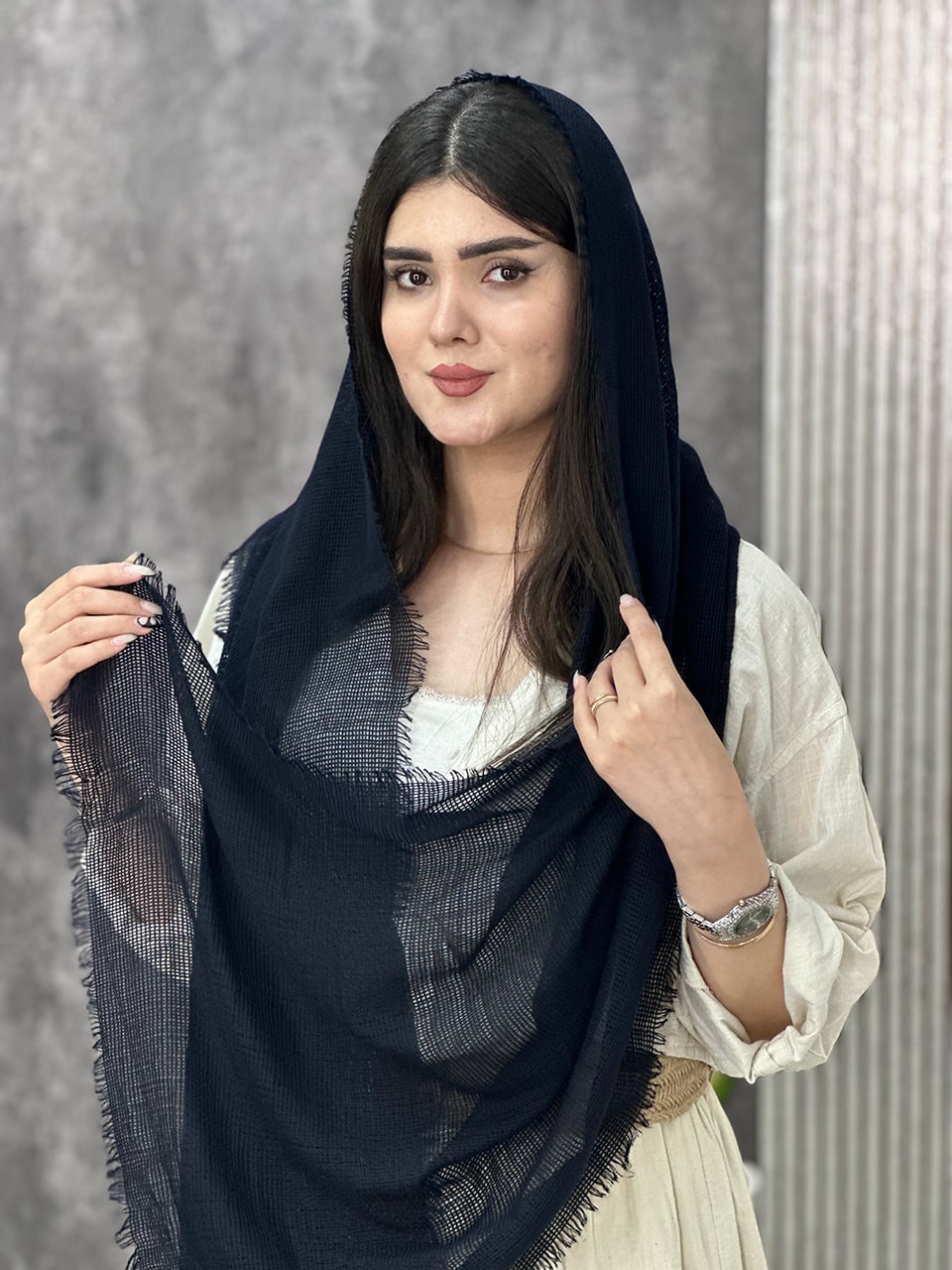 شال وارداتی کنفی دور ریش توری فرانلد رشت