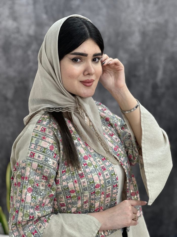 مینی اسکارف اسلپ دور دانتل نخی رنگی فرانلند رشت