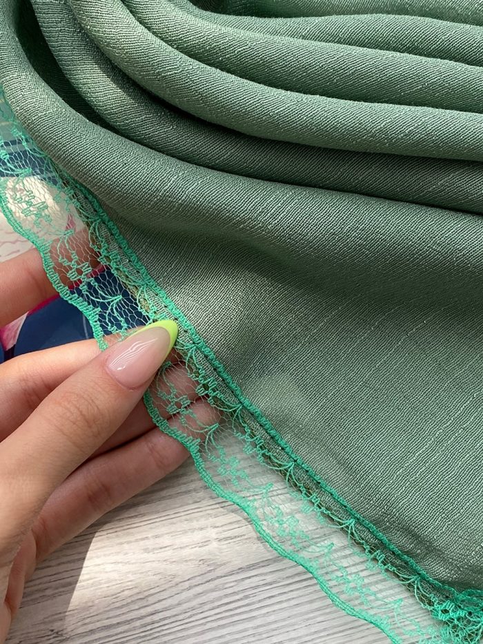 مینی اسکارف اسلپ دور دانتل نخی رنگی فرانلند رشت