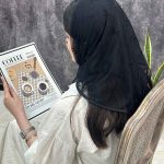 مینی اسکارف توری مشکی طرحدار فرانلند رشت