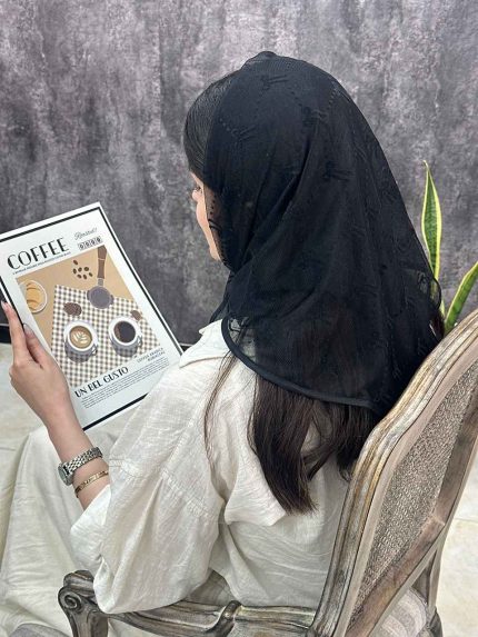 مینی اسکارف توری مشکی طرحدار فرانلند رشت