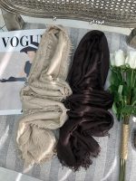 شال دور ریش نخی لنین فرانلند رشت تکرنگ تک رنگی