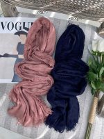 شال دور ریش نخی لنین فرانلند رشت تکرنگ تک رنگی