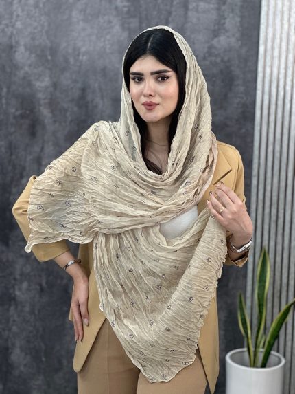 شال حریر چروک رنگ پاستیلی پروانه ای تابستانه سبک فرانلند رشت