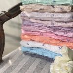 شال حریر چروک رنگ پاستیلی پروانه ای تابستانه سبک فرانلند رشت