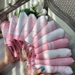 شال نخی پلیسه طرحدار صورتی فرانلند رشت