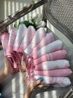 شال نخی پلیسه طرحدار صورتی فرانلند رشت