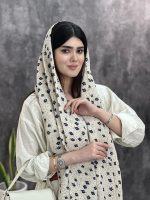 شال پلیسه طرحدار گلدار نخی سرمه ای فرانلند رشت