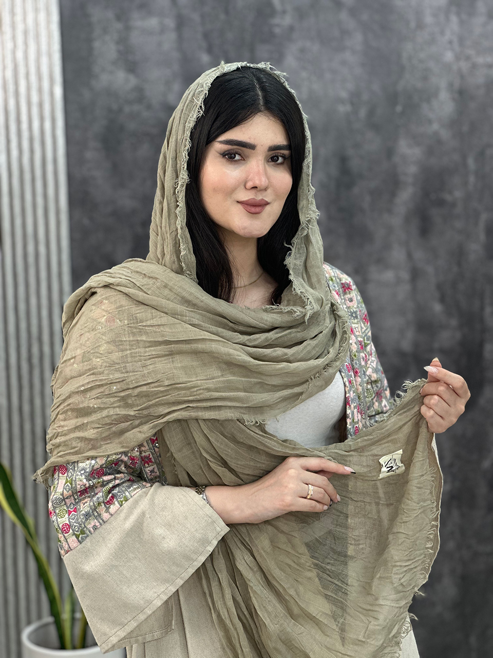 شال دور ریش نخی لنین فرانلند رشت