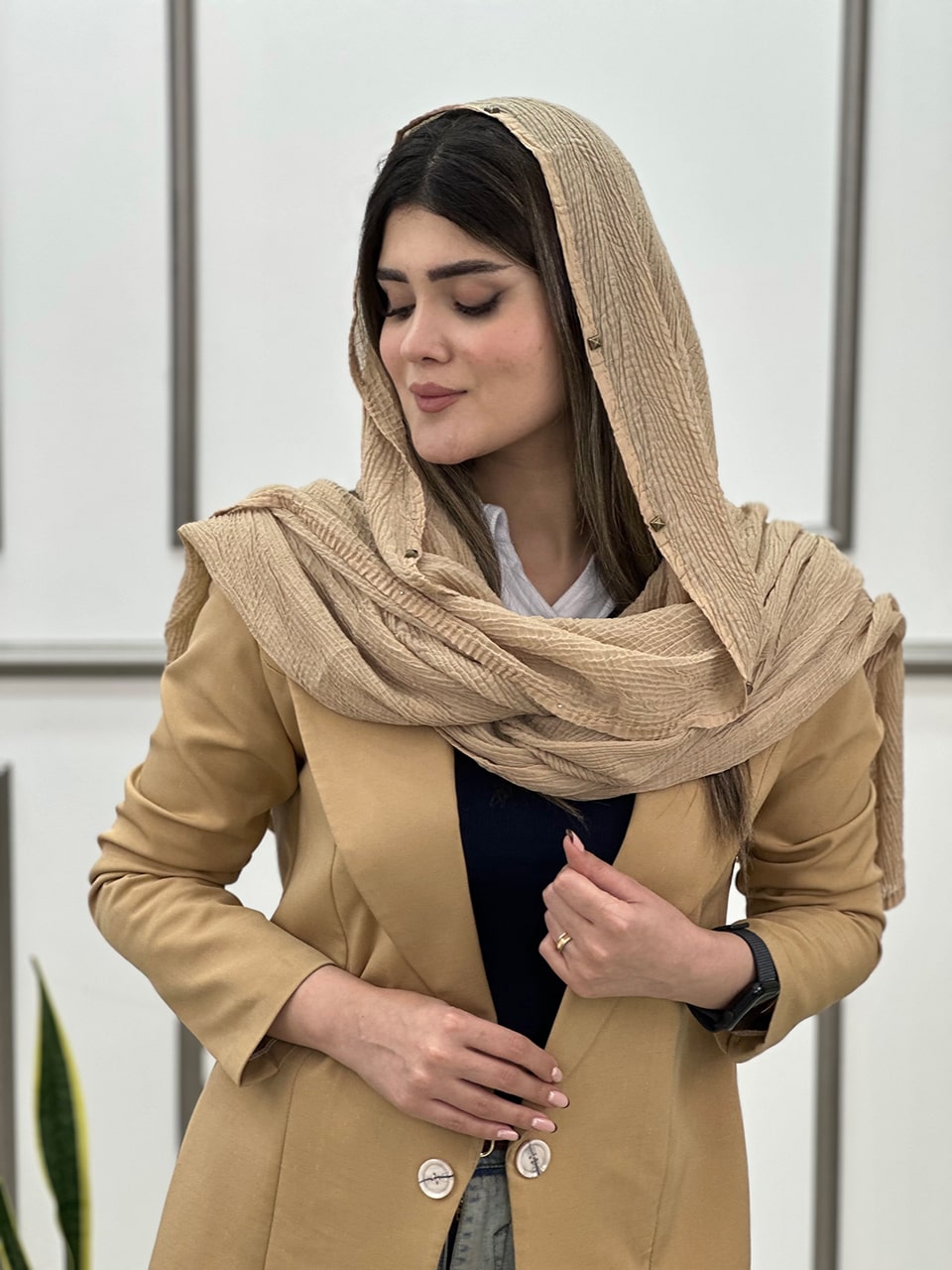 شال وارداتی پانچی میکس کرم فرانلند رشت