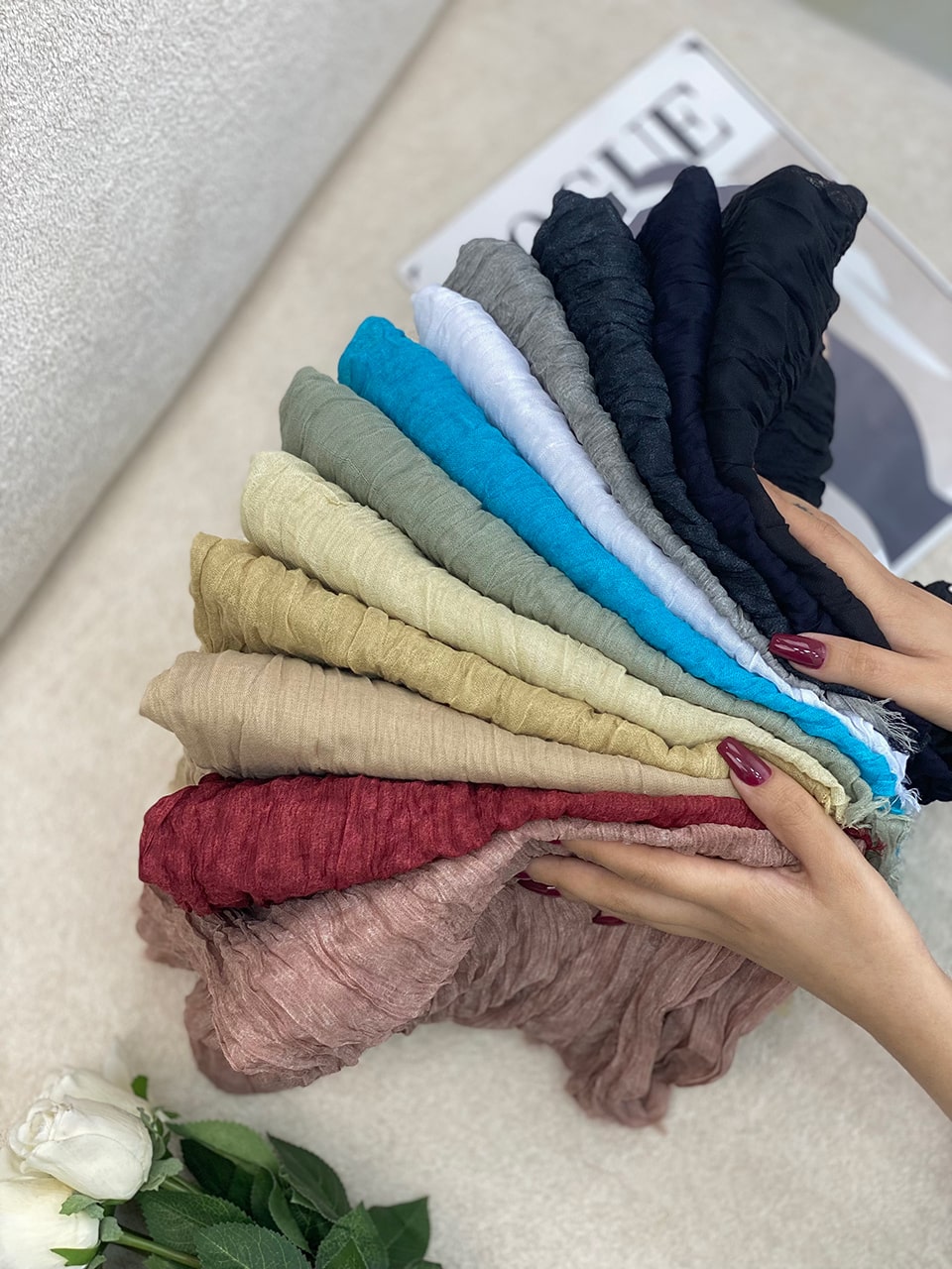 شال دور ریش زارا نخی تابستانه رشت فرانلند
