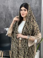 شال وارداتی حریر کرم مشکی فرانلند رشت