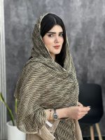 شال وارداتی حریر کرم مشکی فرانلند رشت