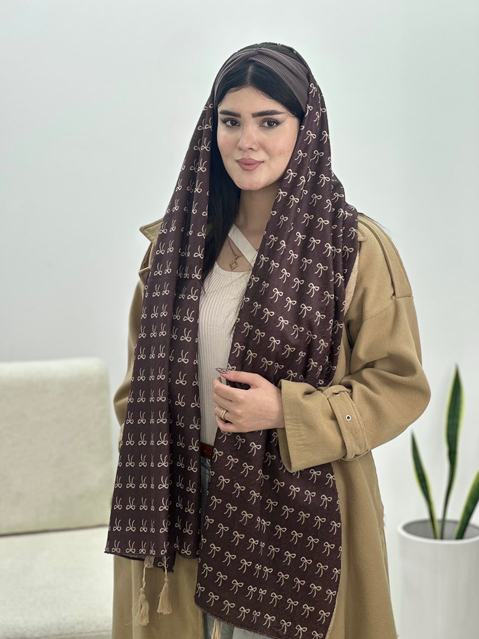 شال مخمل میکس قهواه ای فرانلند رشت